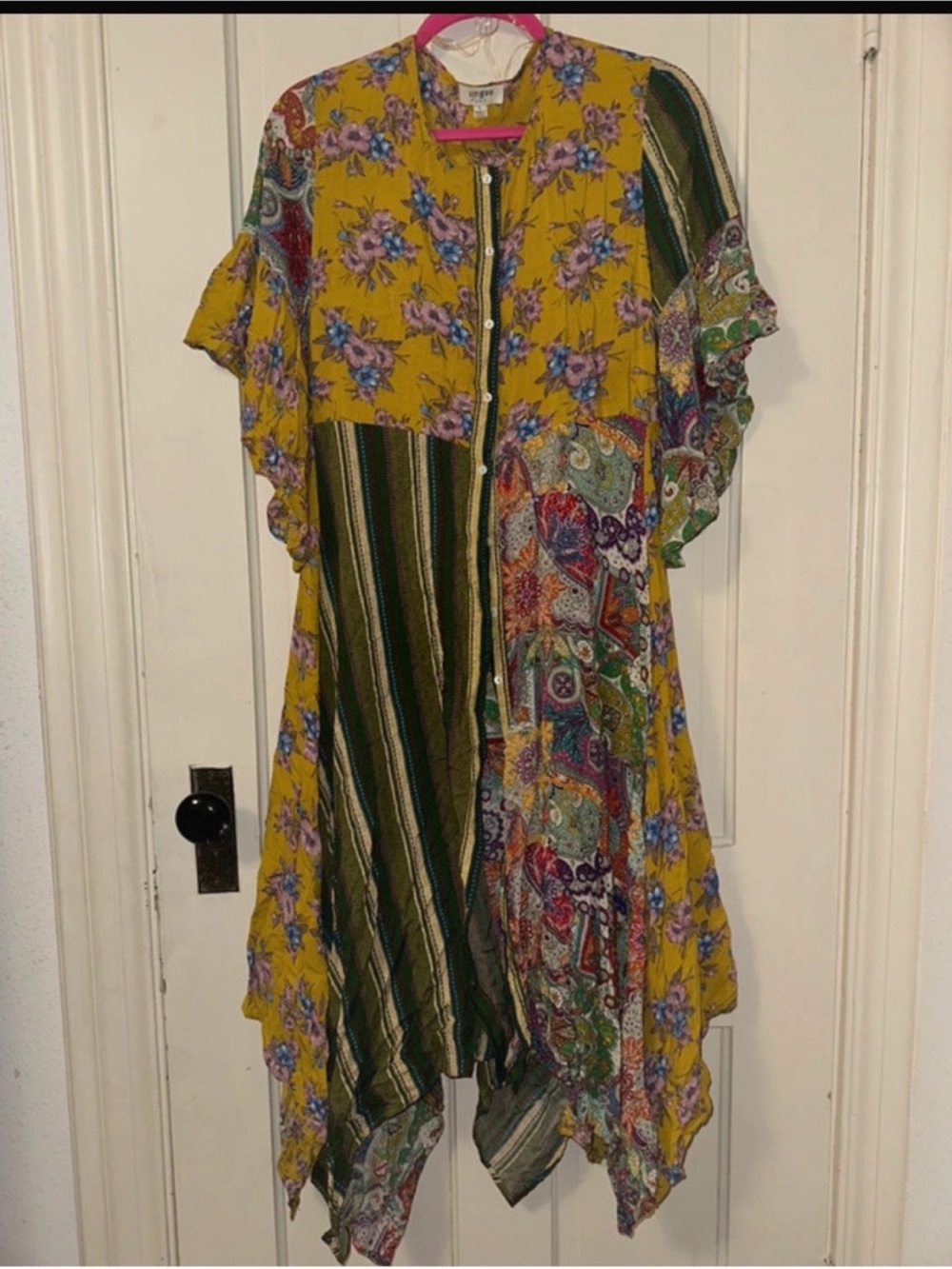 Umgee Dress Large Yellow Floral Patchwork Longline Women's Jacket